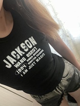 Made by Bill K Wang Jiaer Jackson English letter printed black I-shaped vest