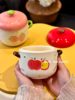 Strawberry Double-Lid Stew Pot, Household Ceramic Water-Sealed Stew Pot, Small Soup Pot, Simmering Pot, Clay Pot for One Person, Bird's Nest Pot, Roasted Pear Pot