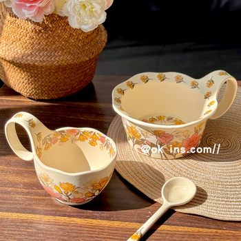 Retro Curved Handle Cup, Ceramic Milk Coffee Cup, Asymmetrical Lace Cup, High-End Mug, Girl Gift Cup