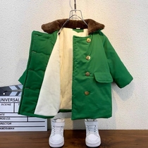 Boys winter military coats velvet thickened cotton coats childrens winter warm warlord coats cotton coats handsome and trendy