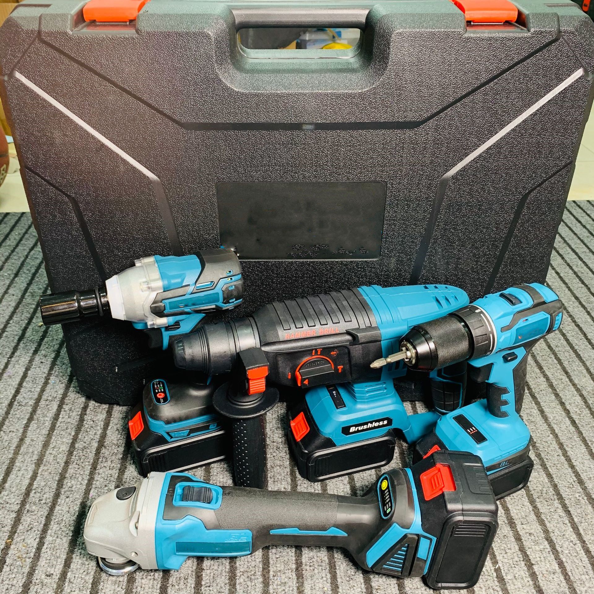 Brushless Rechargeable Hammer Drill Angle Grinder Electric Screwdriver Set Lithium Power Tools Universal Makita Lithium Battery