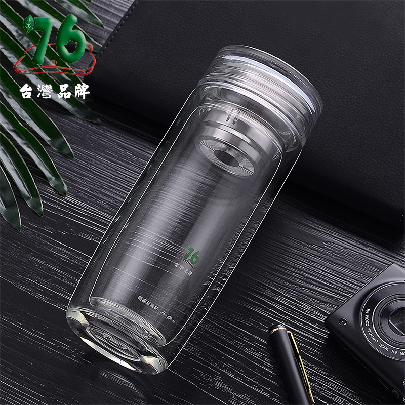Heat resistant double thermal insulation glass bubble tea cup men's office with filter water glass portable upscale accompanying cup