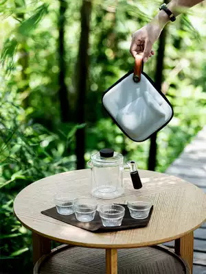 Travel tea set set Glass quick guest Cup one person pot four cups Kung Fu Small set single tea outdoor portable bag