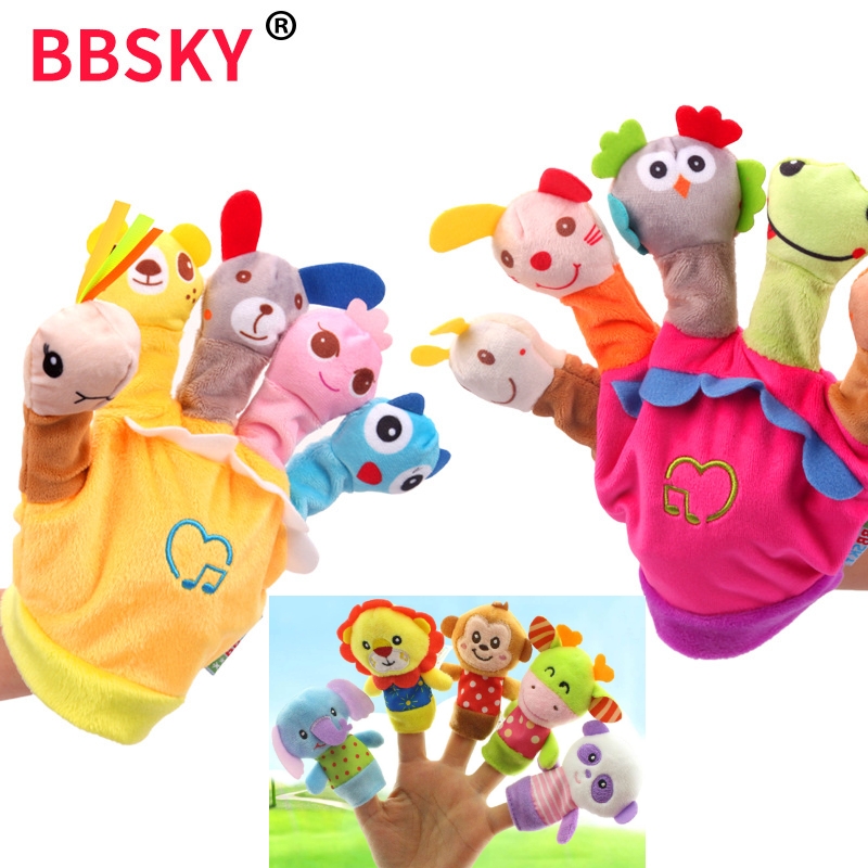 Parent-child interactive music fingers Occasionally Cartoon Appeasement Toy Gloves Sleep before giving a baby to accompany the baby storytelling 01 years old