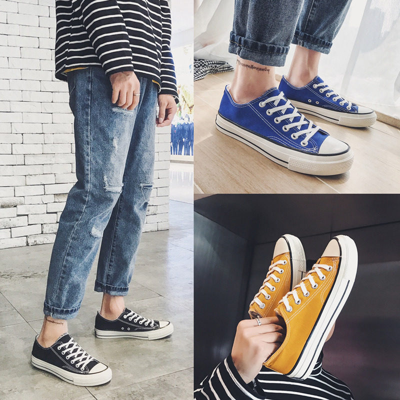 New spring Korean version of the trend men's shoes all-match Hong Kong style canvas shoes breathable student shoes ulzzang couple shoes