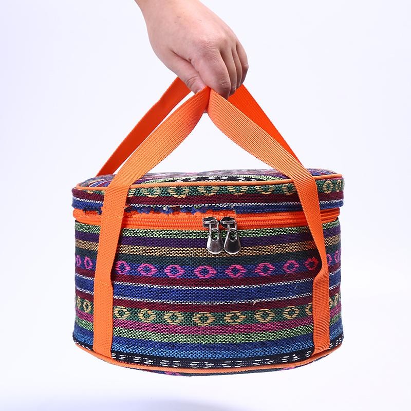 Outdoor multi-function storage bag Ethnic style bag Camping canvas bag Picnic tableware storage bag set pot bag supplies