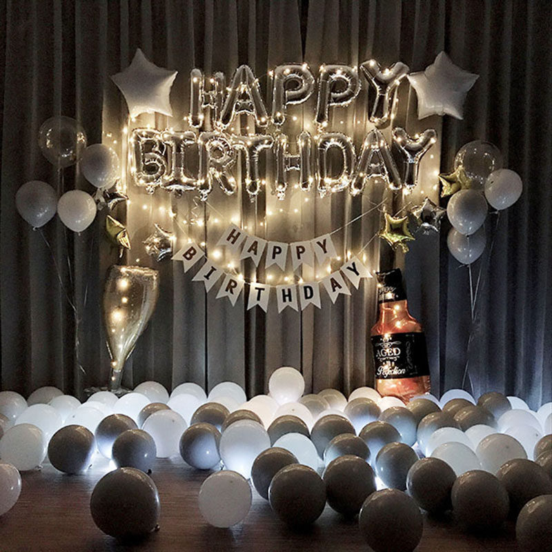 Adult Birthday Balloon Set KTV Party Decoration Aluminum Film English Birthday Happy Balloon Package