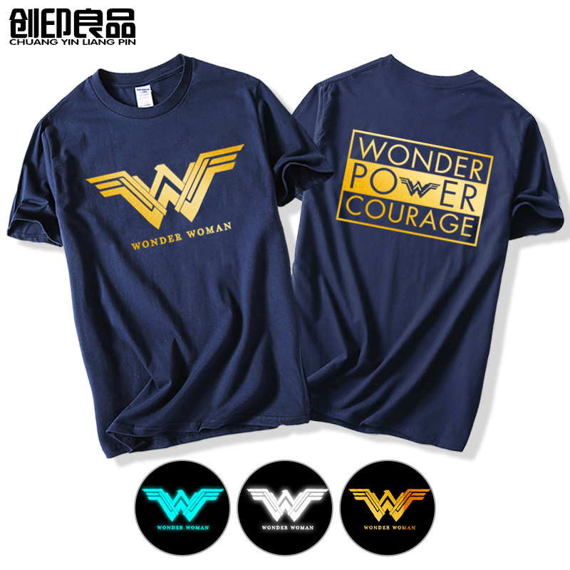 Dc Comics Wonder Woman 2 T-Shirt Justice League Men and Women Summer Pure Cotton Round Neck Loose Gold Foil Logo Short Sleeve Dc Comics Wonder Woman 2 T-Shirt Justice League Men and Women Summer Pure Cotton Round Neck Loose Gold Foil Logo Short Sleeve