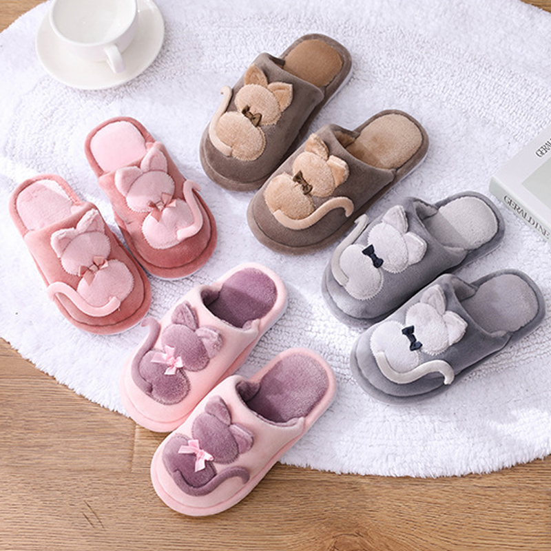 Winter lovely parent-child cotton slippers with velvety cartoon warm children Home domestic anti-slip small children Baotou cotton shoes