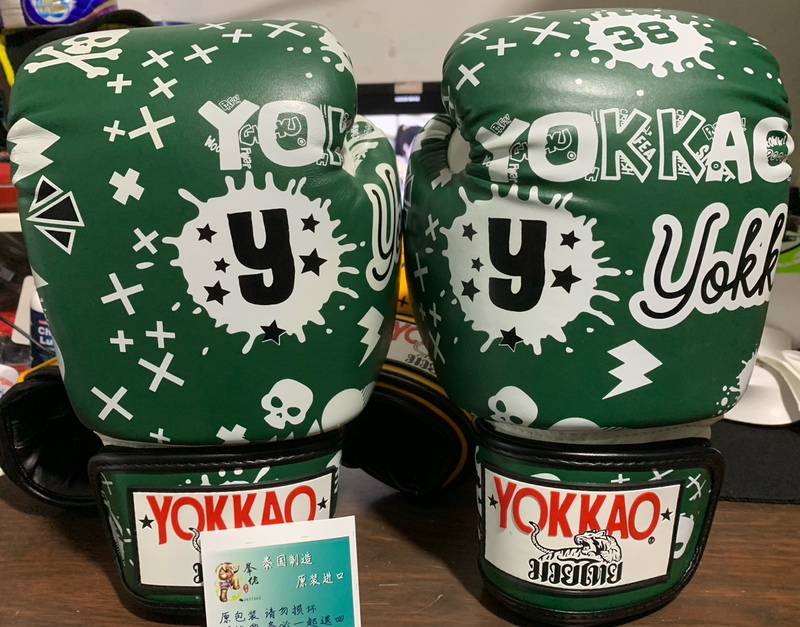 Green Rock Laura Thailand Original Imported Yokkao Genuine Leather Cowhide Gloves Muay Thai Fighting Shorts