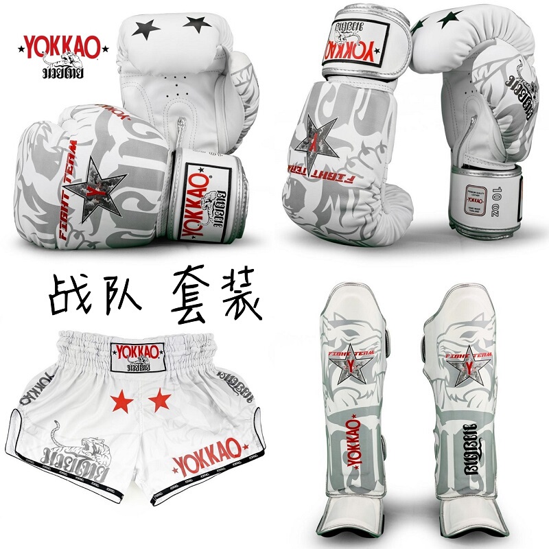 Team Set Yokkao Genuine Leather Cowhide Gloves Imported from Thailand Muay Thai Fighting Shorts