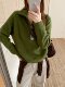 Thickened 100% Wool Half-Zip Stand Collar Long-Sleeve Knit Sweater, Fashionable Loose-Fit Lazy Pullover Versatile Top