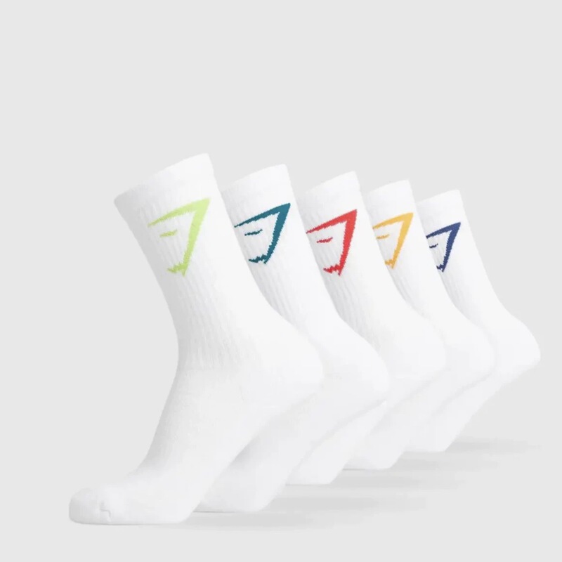 American-Style Shark Sports Socks for Men and Women, Suitable for Fitness and Running, Breathable, Sweat-Absorbent, High-Elastic Towel Bottom Calf Mid-Tube Socks