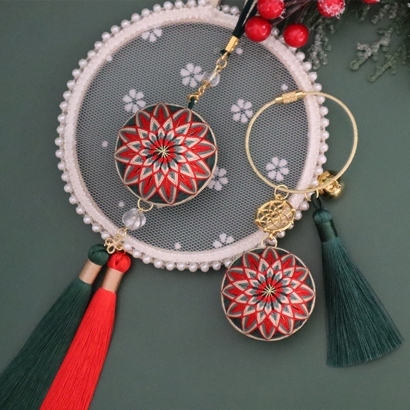 Flower Ring Hand Bow Ball Embroidered Diy Handmade Material Bag Finished Product Christmas Gift Car Pendant Safe and Fragrant Sack boyfriend