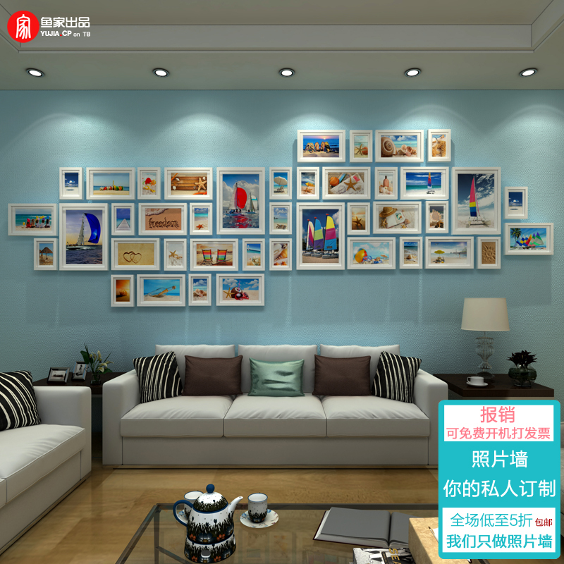 Solid Wood Large-Size Wall-Mounted Photo Gallery for Living Room, Popular Photo Wall, Living Room Background Combination, Photo Printing Company Culture Photo Frame Wall