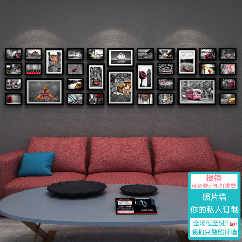 Modern Solid Wood Photo Wall Living Room Dining Room Large Size Photo Frame Wall Eurostyle Creative Combo Hanging Wall Minima Photo Wall