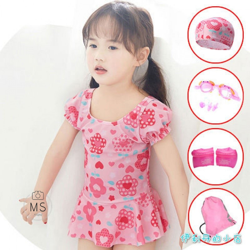 Swimsuit female hot spring slimming 2020 conservative new girls, children, babies, infants and young children with boxers to wear