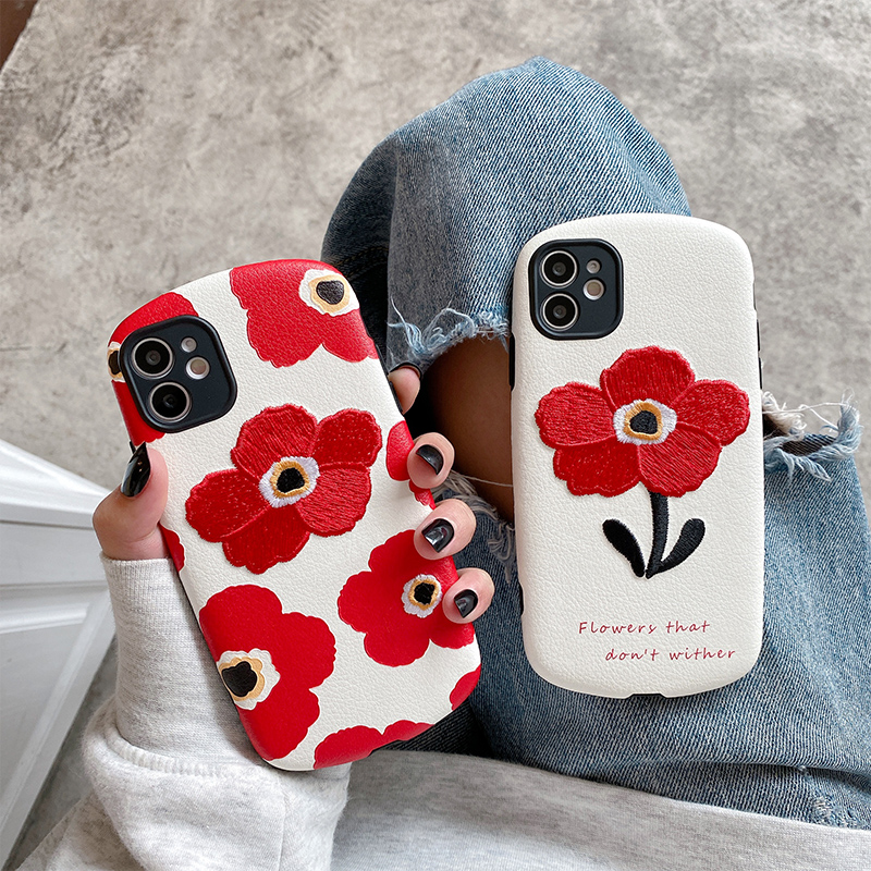 Embroidery Applicable 12Pro Max Apple 11 mobile phone protection shell iphox xr xs small brute waist iphone13 woman 2021 new 8plus full