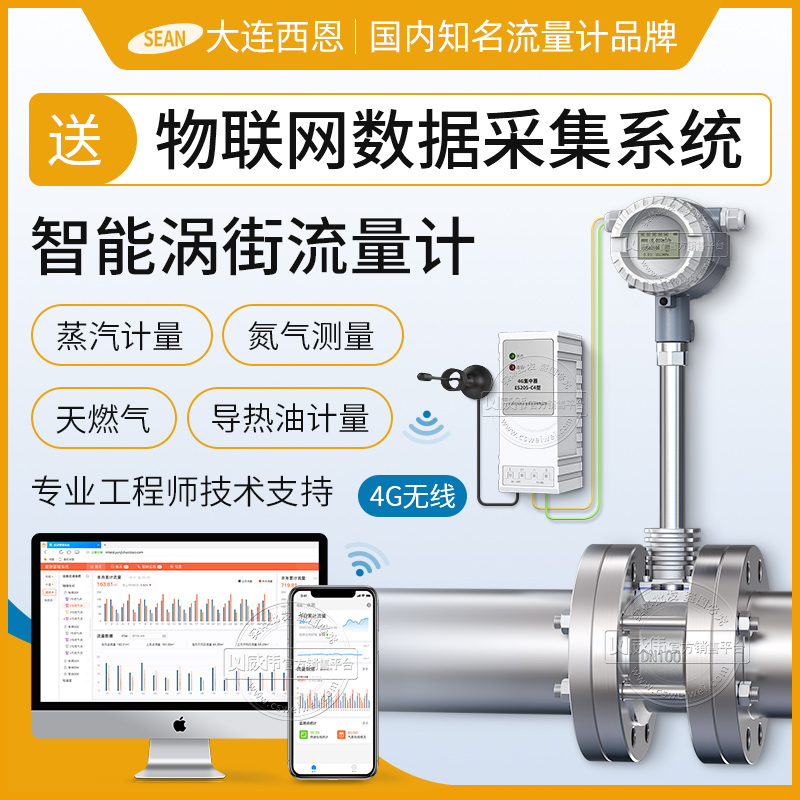 Sean remote intelligent integrated vortex flowmeter gas liquid steam measurement flowmeter distribution system