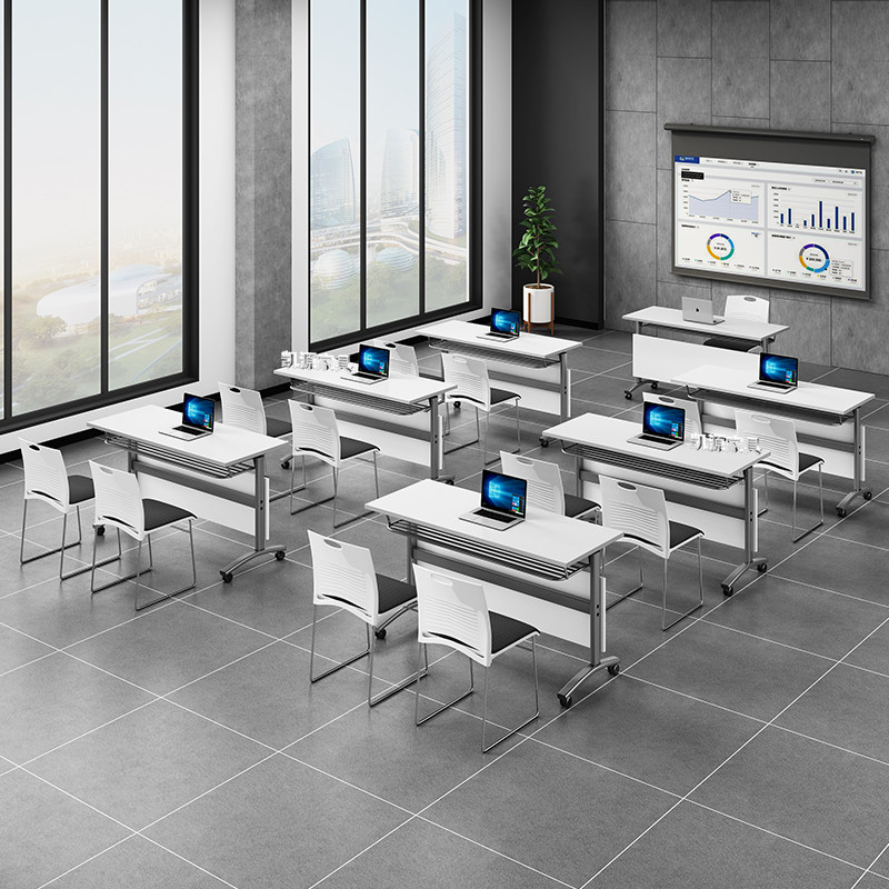 Strip table folding training table conference table flip table mobile table with wheel training institution desk chair desk bar table
