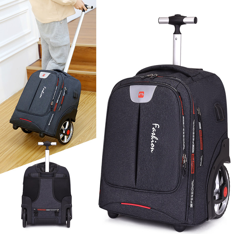 Junior high school students primary school students big wheel pull rod schoolbag can climb stairs wheel boys and girls large capacity Korean version of the high school student bag