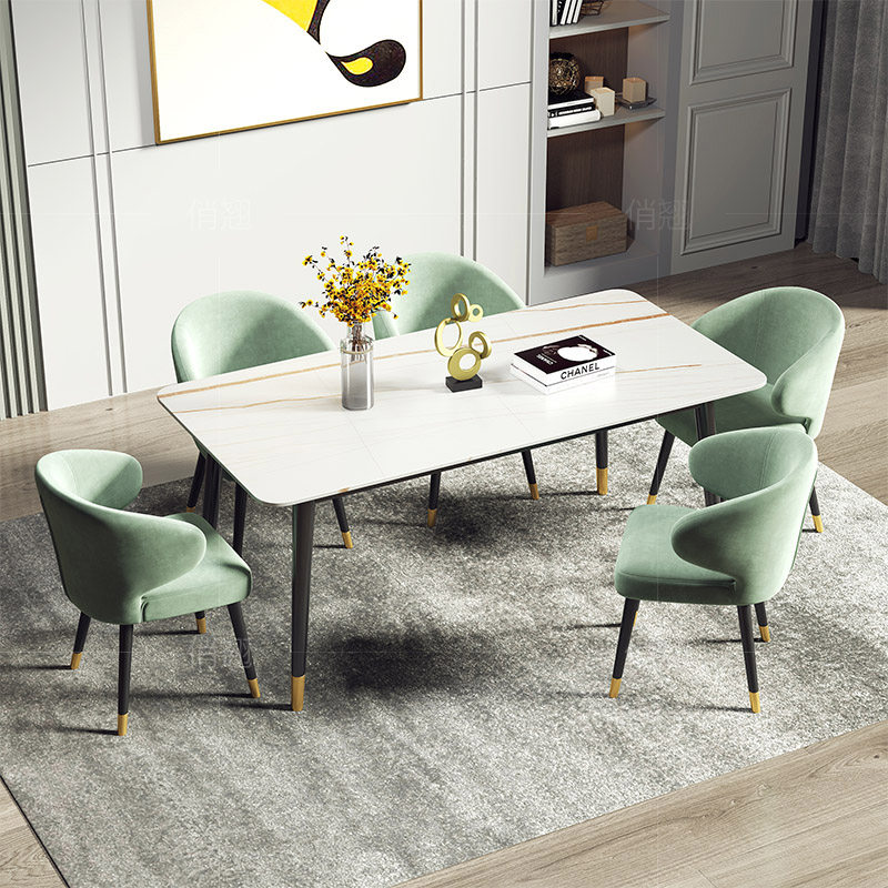 Rock plate dining table and chair combination Nordic light luxury marble modern simple dining table ins Wind net red Italian dining table