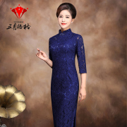 2020 New sớm mùa hè nữ thời trang ăn mặc Bảy-Sleeve xanh Cải thiện Cheonan ren Cheonggown váy