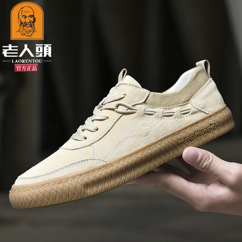 Old man's head men's shoes Summer genuine leather breathable wear resistant Bull Fascia Soft Bottom Tourist Shoes Light Small Yard Sport Casual Leather Shoes