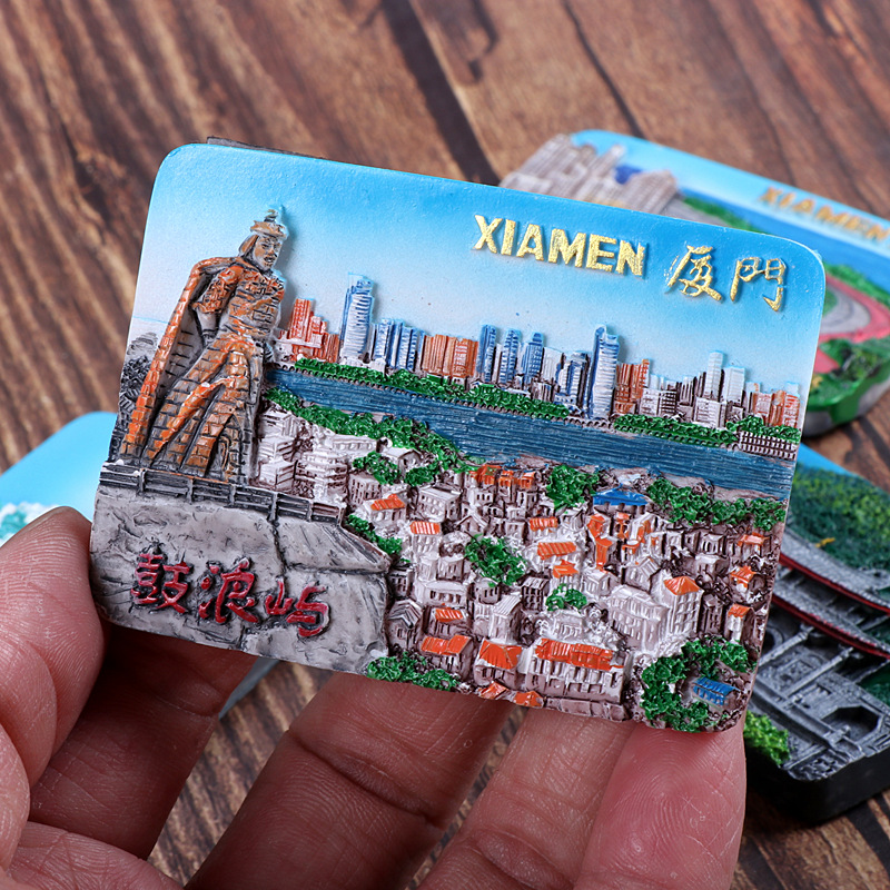 Travel refrigerator sticker Fujian Xiamen University Gulangyu Three-dimensional painted resin magnetic sticker Message bar small gift