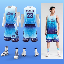 Basketball uniform mens suit custom jersey game team uniform American vest blue childrens style printed custom quick-drying