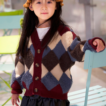 2018 new girls sweater cardigan jacket plaid wild jacket autumn wild sweater