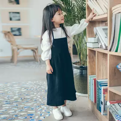 Original children's cotton linen art baby bag skirt vest dress children's suspender skirt