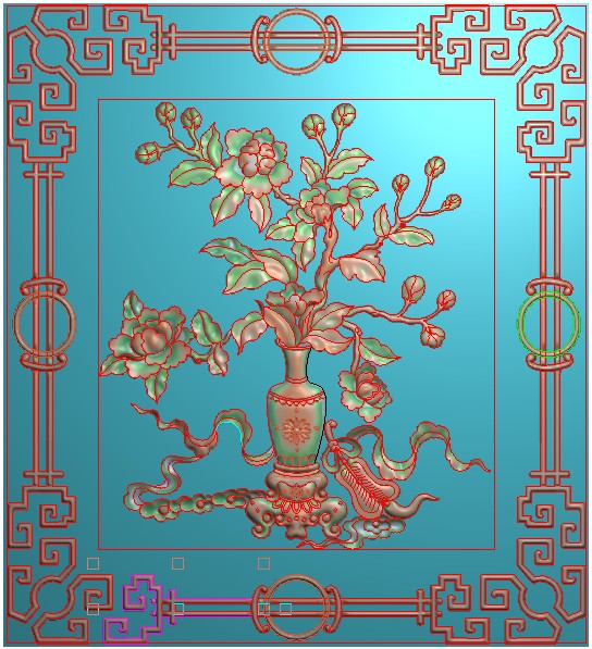 TV cabinet door panel peony size 320*383 engraving drawing fine carving drawing relief drawing grayscale drawing wired original drawing