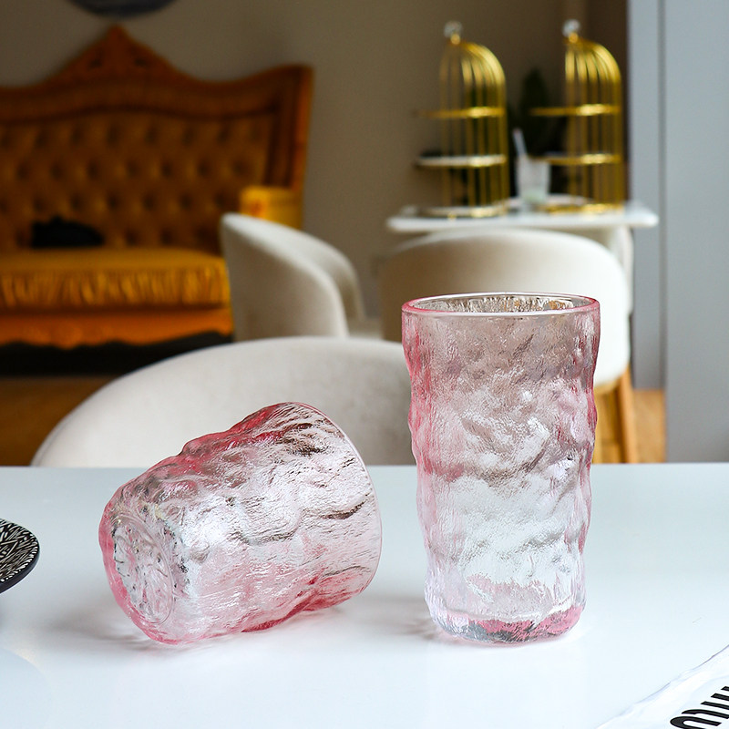ins wind gradient glacier pattern glass high-value water cup juice drink cup coffee cup bark cup color cup