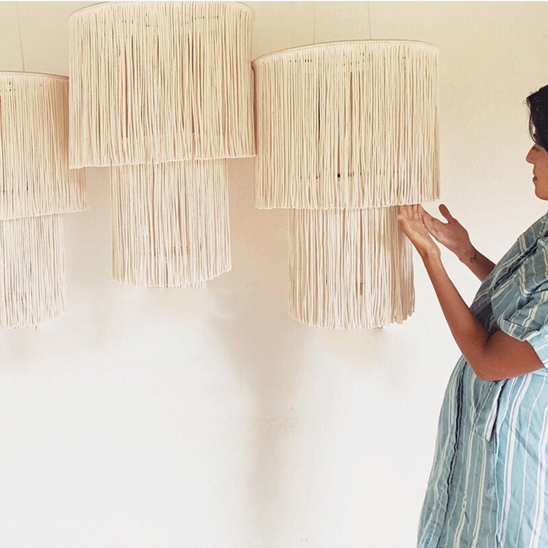 Famous Hotel Lampshade, Bohemian Tapestry Lampshade, Hand-Woven Tassel Home Chandelier Decoration, Nordic Style