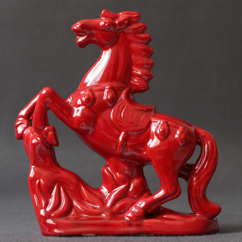 Tang Sancai Horse Ceramics Large Red Horse Walking high-rise transfer swinging piece Living room bedroom Home Residence Ornament Wind water up 