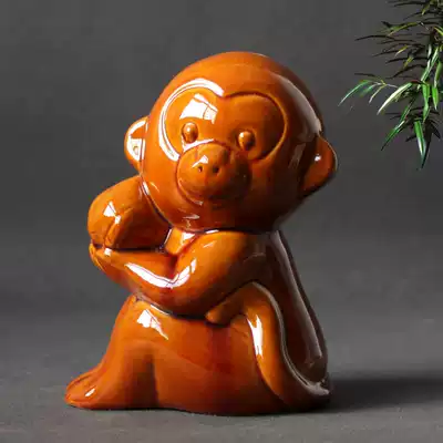 Tang three color monkey ornaments ceramic monkey zodiac monkey toy monkey feng shui monkey craft gift decoration gift gift birthday gift