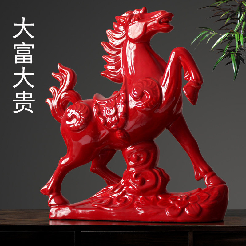 Tang 3colour horse ceramic horse big red horse piece rich process recruitment household fan sheng water to successful