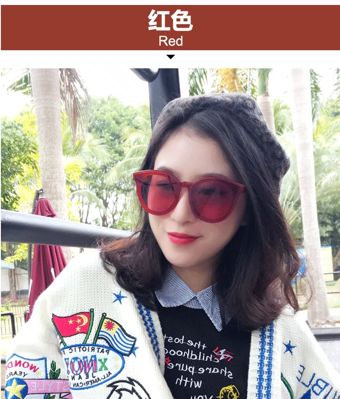 Kính râm mới 2018 nữ lưới đỏ sao mẫu kính râm Hàn Quốc cá tính hộp lớn mặt tròn nam kính lái xe màu đen