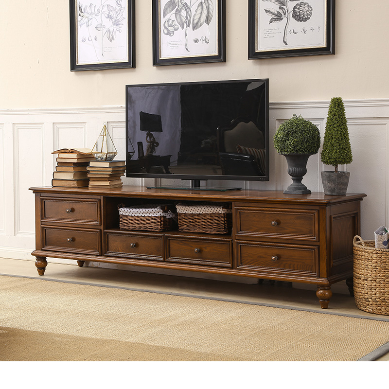 American TV cabinet Solid wood ground cabinet Country small family Type retro made of old tea table Composition minimalist Guest hall furniture wall cabinet-Taobao