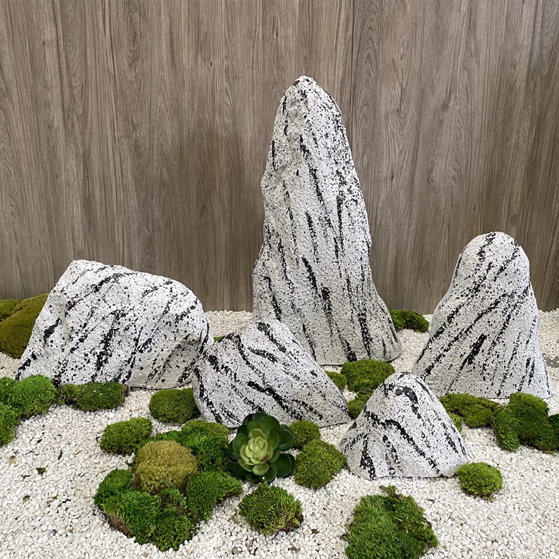 Simulation snow wave stone landscape decoration green plant glass fiber window simulation photography props fake stone simplicity