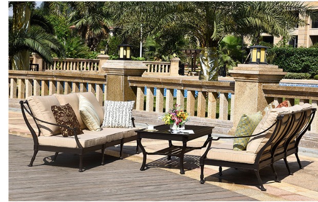 Nội thất giải trí ngoài trời Adibis sang trọng đúc nhôm bàn ghế sofa sân vườn biệt thự vườn kết hợp kit bàn ghế để ban công