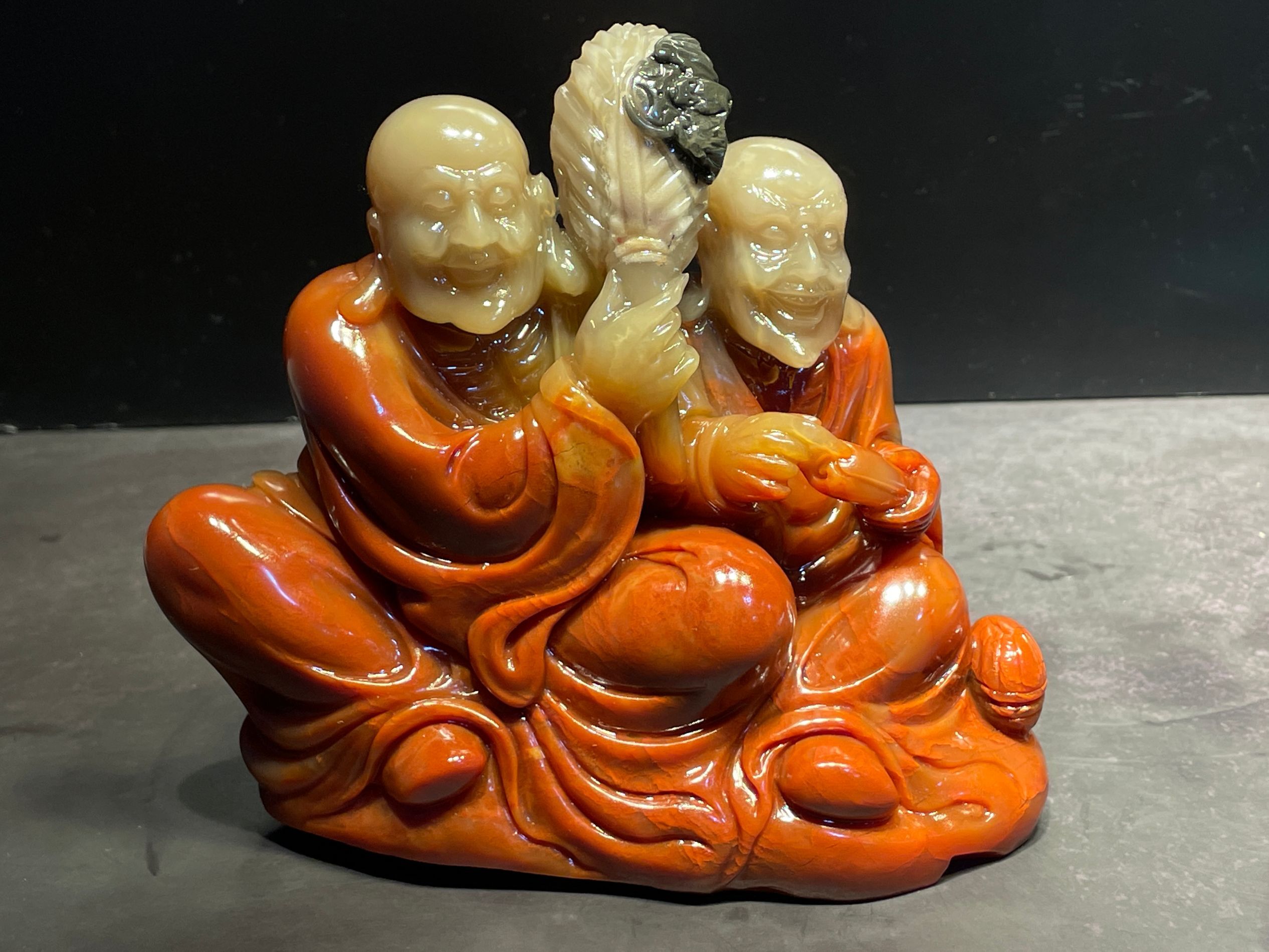 Lao Stone Boutique Seal Swing Piece Shoushan Stone Rohan Damo Guanyin Round Carved Handmade Stone Sculpture  