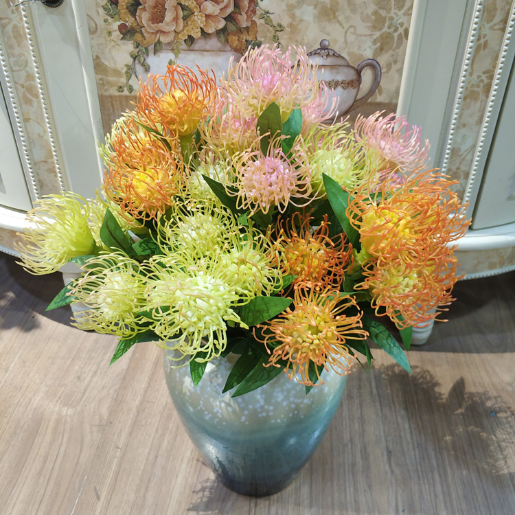 Simulation needle cushion flower plastic flowers 3 fork to put the bunch needle cushion flower decoration to the simulation flower
