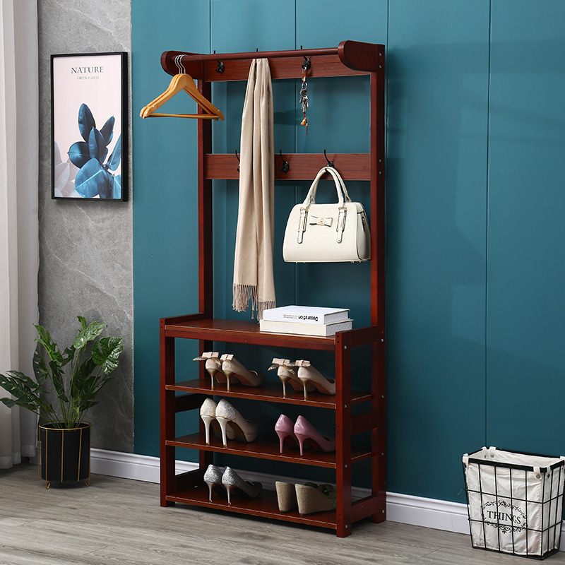 Multilayer clothes hat rack floor solid wood home living room shoe rack door hanger door hanging clothes minimalist modern bedroom containing Xuanguan