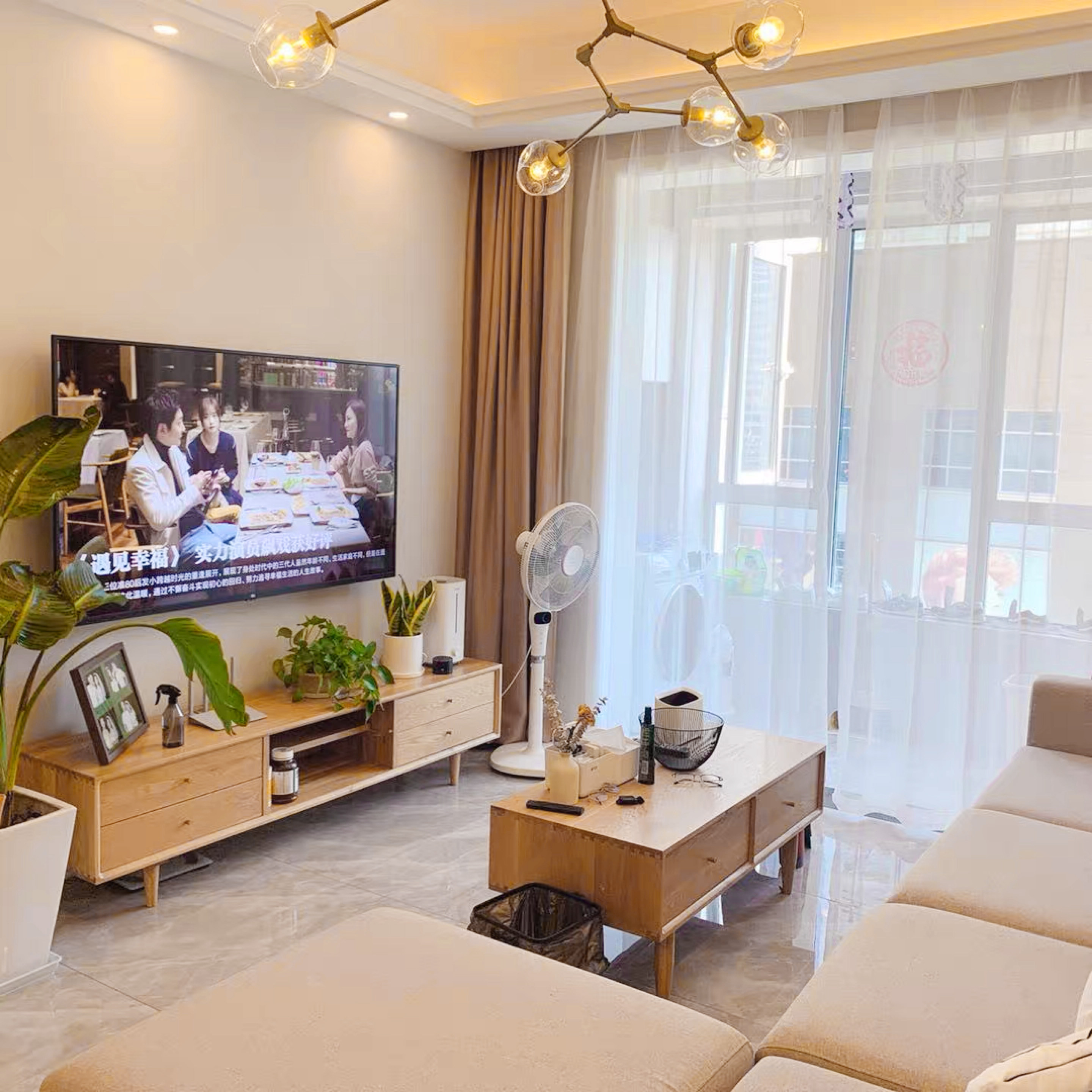 Nordic White Oak Full Solid Wood Tea Table TV Cabinet Combination Small Family Living Room Floor Cabinet Bedroom Simple TV Cabinet