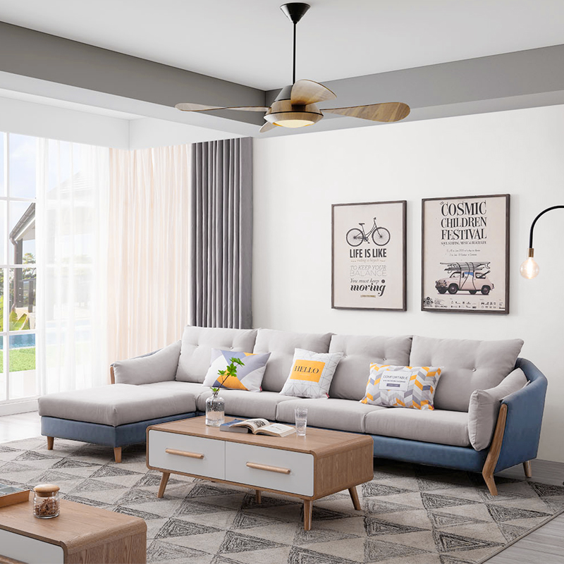 Nordic fabric sofa combination solid wood corner net red removable and washable simple modern size apartment ash wood sofa