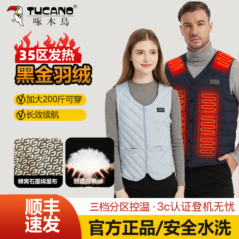 Woodpecker Electric Heating Vest for Women, Intelligent Temperature Control Heating Vest, Full-Body Rechargeable Self-Heating Clothing, down Vest for Winter