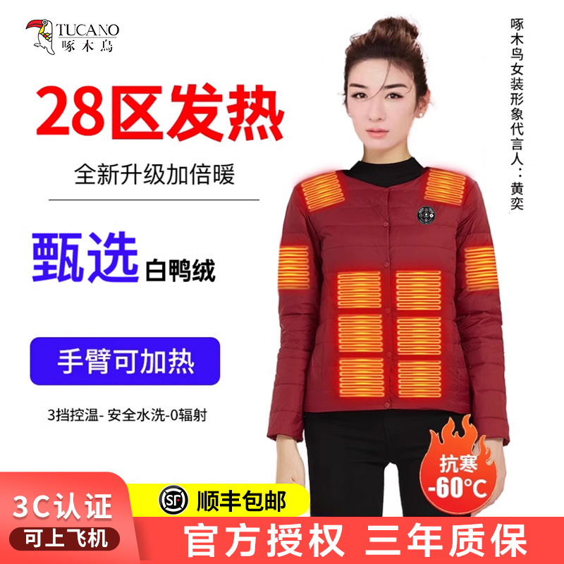 Woodpecker Smart Heated down Jacket with Rechargeable Temperature Control, Electric Heating Inner Liner, Full-Body Heating Clothing, Cold-Proof Jacket