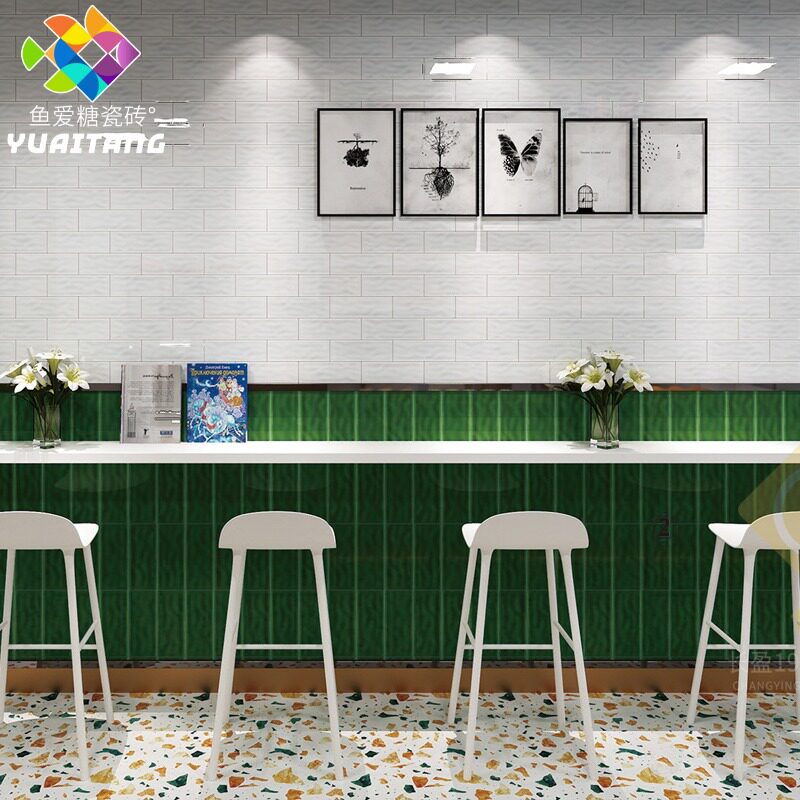 Nordic Artisanal Strip Brick 60X200 Bathroom Kitchen Wall Brick Make-up Room Tile Bright Light Blue Green White Tiles